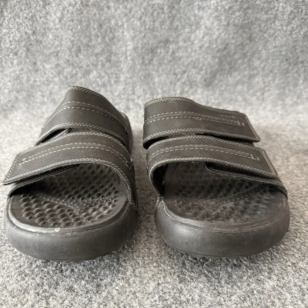 Crocs Men's Yukon Vista II LiteRide Double Strap Leather Slide Sandals Black 12
